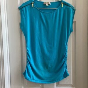 Michael Kors Teal zipper shoulder sleeveless top size Large